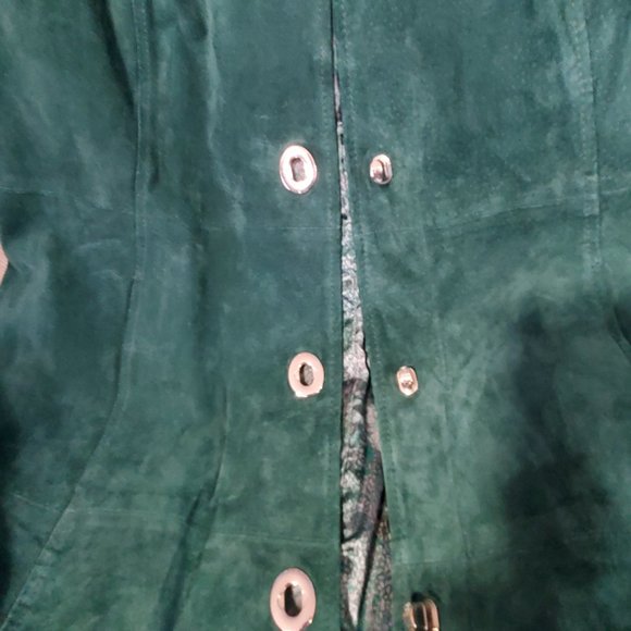 Dennis Basso Washable Suede Long Jacket with Silver Turnkey Closures - Picture 4 of 13